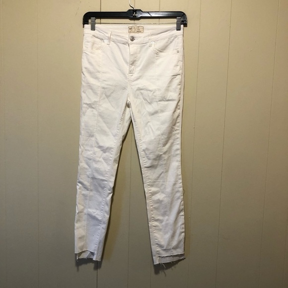 Free People Del Wray Step Hem Seam Front White Jeans 31 - Picture 4 of 8
